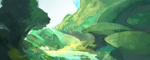 Preview wallpaper mountains, river, moon, nature, art