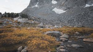 Preview wallpaper mountains, river, shore, stones, landscape