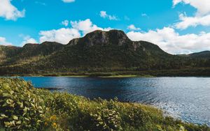 Preview wallpaper mountains, river, shore, greens, nature