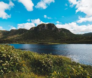 Preview wallpaper mountains, river, shore, greens, nature