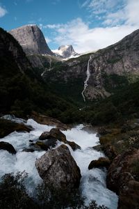 Preview wallpaper mountains, river, stream, landscape, nature