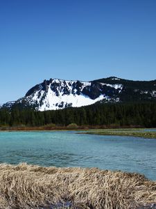 Preview wallpaper mountains, river, trees, forest, landscape