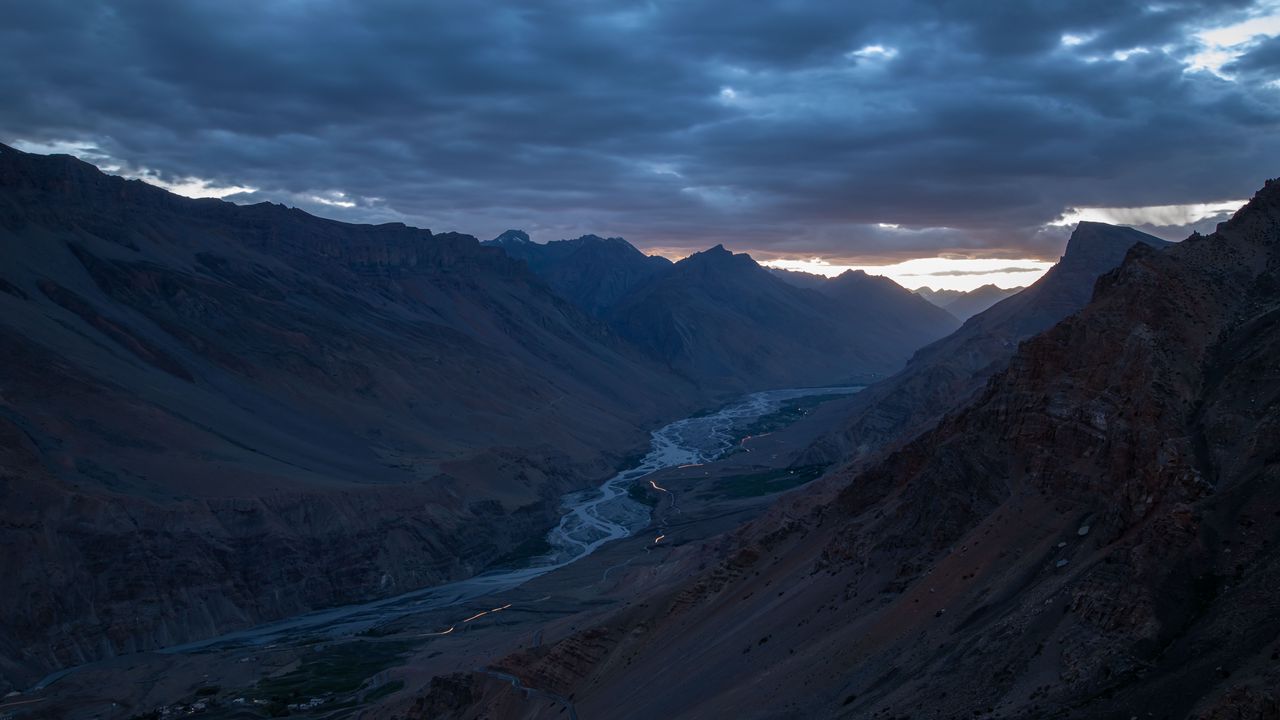 Wallpaper mountains, river, valley, clouds, landscape