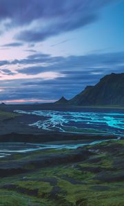 Preview wallpaper mountains, river, valley, landscape, iceland