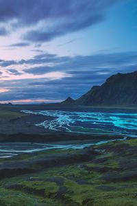 Preview wallpaper mountains, river, valley, landscape, iceland