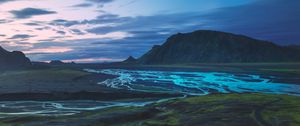 Preview wallpaper mountains, river, valley, landscape, iceland