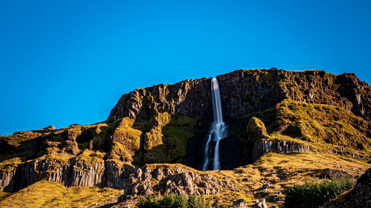 Wallpaper mountains, river, waterfall, stones, nature