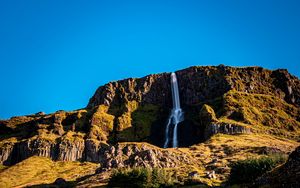 Preview wallpaper mountains, river, waterfall, stones, nature