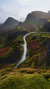 Preview wallpaper mountains, road, aerial view, landscape, greenery