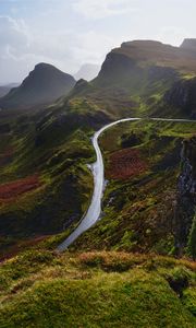 Preview wallpaper mountains, road, aerial view, landscape, greenery