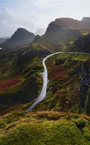 Preview wallpaper mountains, road, aerial view, landscape, greenery