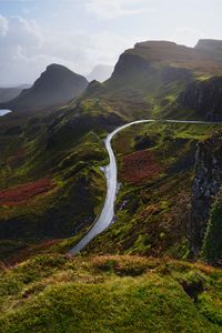 Preview wallpaper mountains, road, aerial view, landscape, greenery