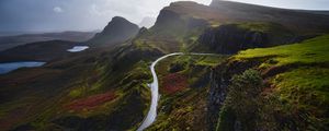 Preview wallpaper mountains, road, aerial view, landscape, greenery