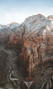 Preview wallpaper mountains, road, aerial view, canyon, valley