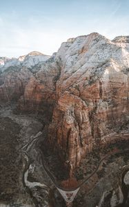 Preview wallpaper mountains, road, aerial view, canyon, valley