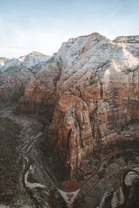 Preview wallpaper mountains, road, aerial view, canyon, valley