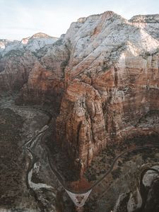 Preview wallpaper mountains, road, aerial view, canyon, valley