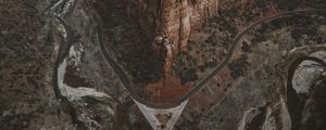 Preview wallpaper mountains, road, aerial view, canyon, valley