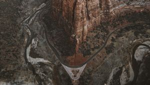 Preview wallpaper mountains, road, aerial view, canyon, valley