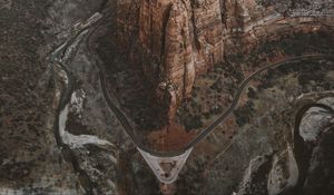 Preview wallpaper mountains, road, aerial view, canyon, valley