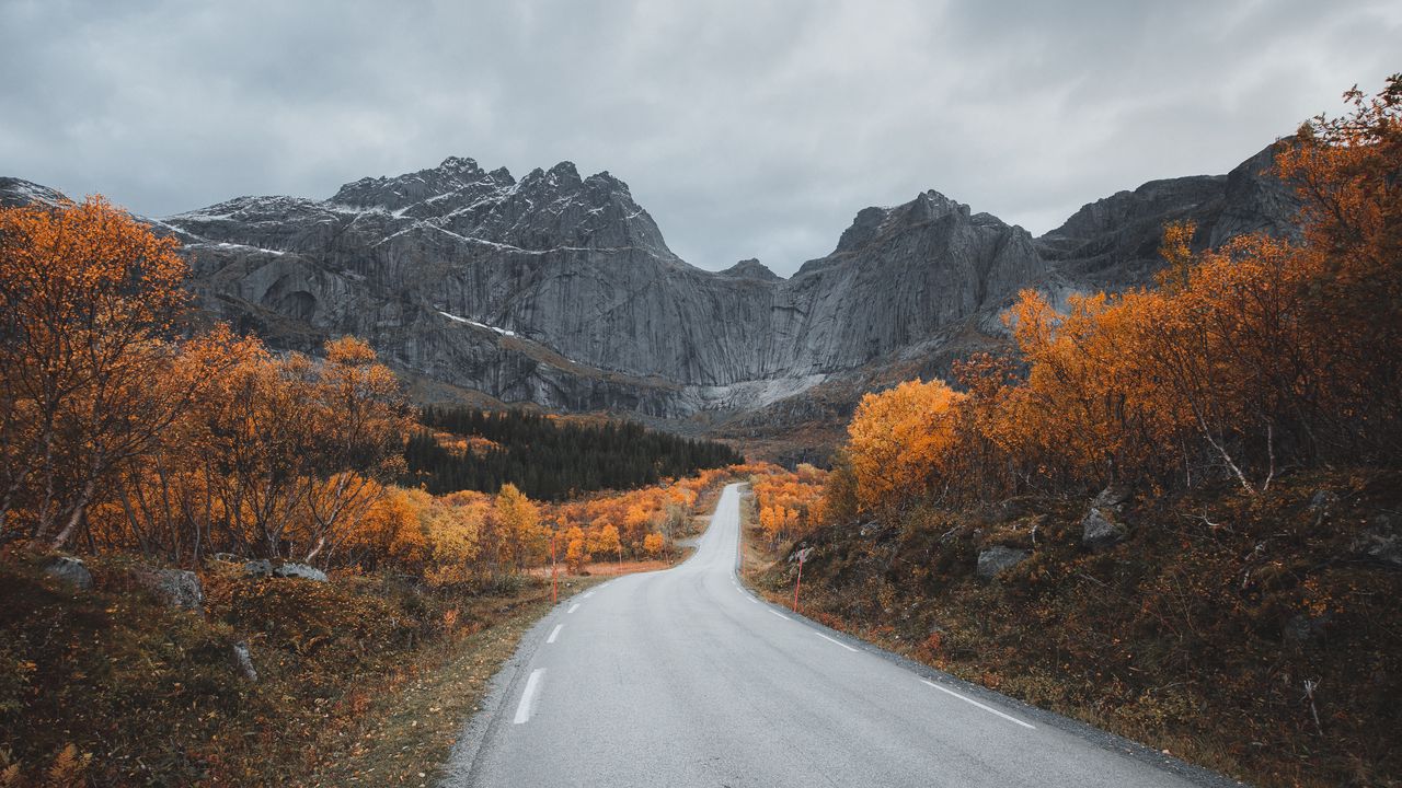Wallpaper mountains, road, autumn, landscape