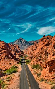 Preview wallpaper mountains, road, distance, rocks, valley