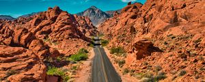 Preview wallpaper mountains, road, distance, rocks, valley