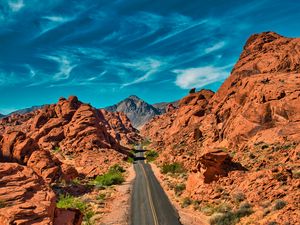 Preview wallpaper mountains, road, distance, rocks, valley