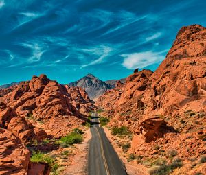 Preview wallpaper mountains, road, distance, rocks, valley