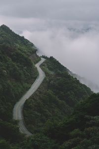 Preview wallpaper mountains, road, fog, forest, slope, height