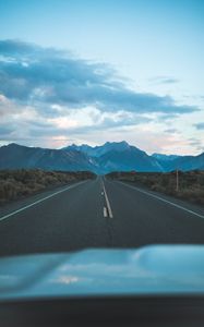 Preview wallpaper mountains, road, journey, horizon, sky