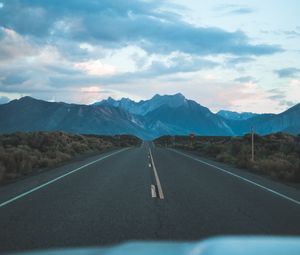 Preview wallpaper mountains, road, journey, horizon, sky