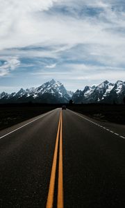 Preview wallpaper mountains, road, marking, auto, movement