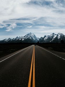 Preview wallpaper mountains, road, marking, auto, movement
