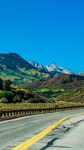 Preview wallpaper mountains, road, marking, landscape, nature