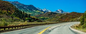 Preview wallpaper mountains, road, marking, landscape, nature