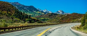 Preview wallpaper mountains, road, marking, landscape, nature