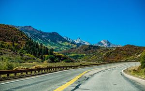 Preview wallpaper mountains, road, marking, landscape, nature