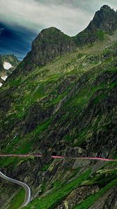 Preview wallpaper mountains, road, serpentine, asphalt, sky, landscape