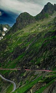 Preview wallpaper mountains, road, serpentine, asphalt, sky, landscape