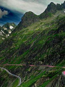 Preview wallpaper mountains, road, serpentine, asphalt, sky, landscape