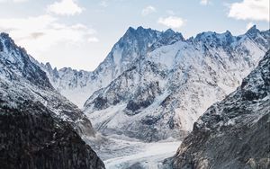 Preview wallpaper mountains, road, snow, aerial view, landscape