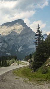 Preview wallpaper mountains, road, trees, nature, landscape