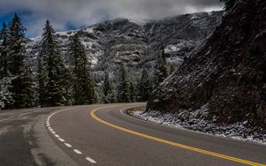 Preview wallpaper mountains, road, turn, nature, landscape