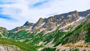 Preview wallpaper mountains, road, winding, spruce, forest