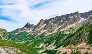 Preview wallpaper mountains, road, winding, spruce, forest