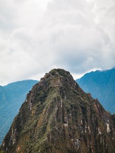 Preview wallpaper mountains, rock, peak, clouds, landscape