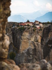 Preview wallpaper mountains, rocks, buildings, villa, landscape