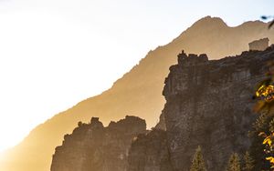 Preview wallpaper mountains, rocks, bushes, forest