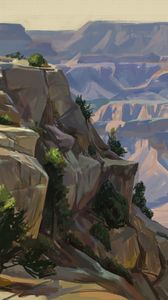 Preview wallpaper mountains, rocks, canyon, landscape, art